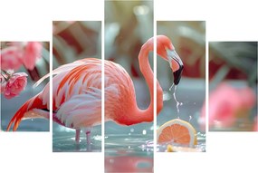 Tablou - Flamingo în iaz (150x105 cm)