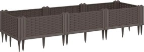vidaXL Jardinieră de grădină cu țăruși, maro, 125x40x28,5 cm, PP