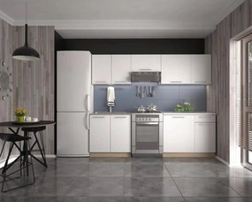 Set bucatarie DARIA, alb/stejar sonoma, PAL laminat, 240 cm