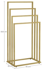 Suport pentru prosoape LINESTRO metalic cu 4 brate 93x45cm, auriu