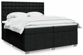 vidaXL Pat box spring cu saltea, negru, 200x200 cm, textil