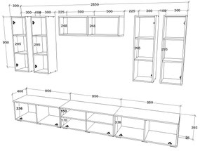 Living haaus V4, Alb/Stejar Artisan, L 285 cm