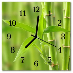Ceas de perete din sticla pătrat Bamboo Plante Flori și plante verzi