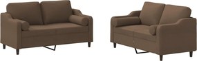 vidaXL Set de canapele cu perne, 2 piese, maro, textil