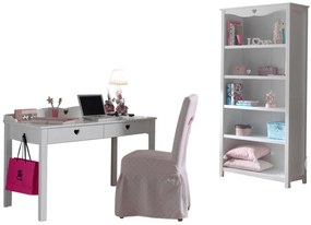 Set Birou și Bibliotecă AMORI, Alb, Stil Romantic – Vipack