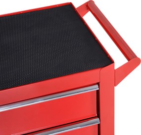 Homcom Carucior Scule pentru Atelier 5 Sertare Rezistent din Otel cu Blocare si Roti Culoarea Ros 69x33x75cm