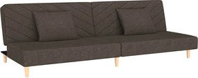 vidaXL Canapea extensibilă cu 2 locuri, 2 perne, maro, textil