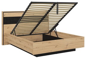 Pat matrimonial 160 cm Pont LOZ/160 (cu somiera) (Stejar artisan + Negru mat). 1063045