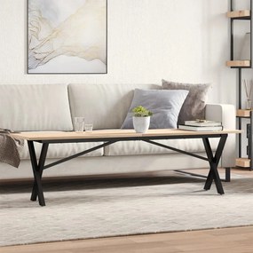 vidaXL Masă de cafea, cadru X, 160x40x45 cm, lemn masiv pin și Oţel