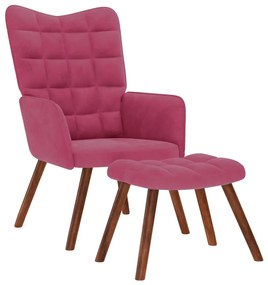 vidaXL Scaun de relaxare cu taburet, roșu vin, catifea
