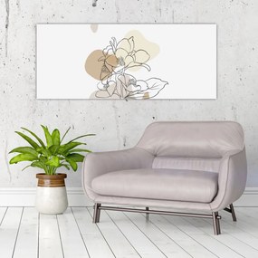 Tablou - Flori bej cu fluture N⁰1 (120x50 cm)