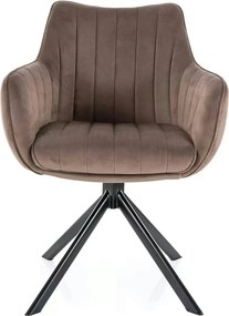 Scaun living rotativ AZALIA, cappuccino/negru, stofa catifelata/metal,