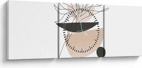 Tablou - Linie de artă flori N⁰1 (cu ceas) (90x30 cm)