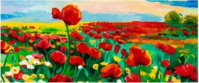 Tablou - Câmp cu maci (120x50 cm)