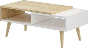 Masa cafea cu depozitare Mely Homs 90x45 cm stejar-alb
