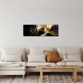 Tablou masca aurie (cu ceas) (90x30 cm)