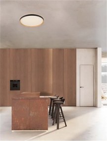 Plafoniera LED design decorativ VOMOS negru/lemn D-60cm