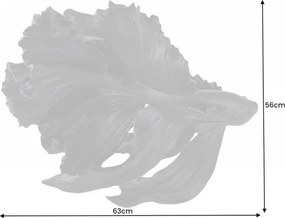 Statueta decorativa extravaganta Fisch Crowntail 65cm, negru