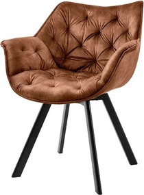 Set de 2 scaune pivotante The Dutch Comfort, catifea maro ruginiu