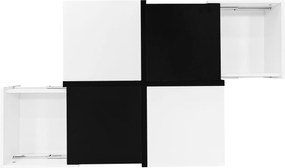 Masă de cafea cu 2 sertare, masă pătrată de living cu spațiu de depozitare, 70x70x35,5 cm, Negru+Alb