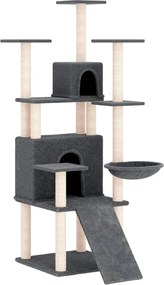 vidaXL Ansamblu de pisici, stâlpi din funie sisal, gri închis, 154 cm
