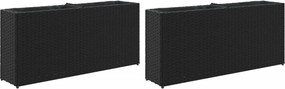 vidaXL Jardiniere grădină 2 ghivece 2 buc. negru 90x20x40 cm poliratan