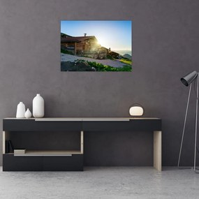 Tablou pe sticlă - Dimineața în Alpi Tirol (70x50 cm)