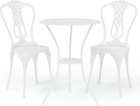 vidaXL Set mobilier bistro, 3 piese, alb, aluminiu turnat