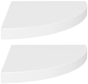 Rafturi colt de perete, 2 buc., alb, 35x35x3,8 cm, MDF 2, Alb, 35 x 35 x 3.8 cm