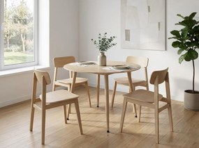 Masa rotunda de dining NELVO 90 cm, travertin/casmir