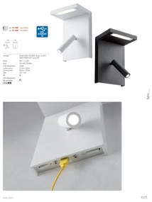 Spot LED de perete Redo 01-1500 AGOS LED/6W/230V + LED/3,2W USB negru