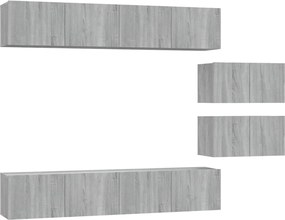 vidaXL Set dulapuri TV, 6 piese, gri sonoma, lemn prelucrat