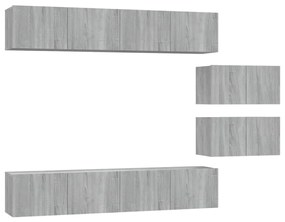 3114604 vidaXL Set dulapuri TV, 6 piese, gri sonoma, lemn prelucrat