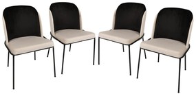 Set 4 scaune haaus Dore, Negru/Crem, textil, picioare metalice