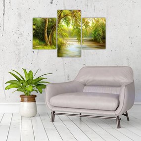 Tablou - Salcie lângă lac, pictură în ulei (90x60 cm)