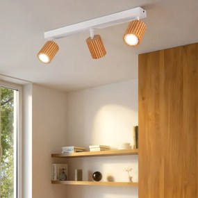 Brilagi - Corp de iluminat cu spoturi MODERN WOOD, 3x GU10, 8W, 230V, lemn/alb