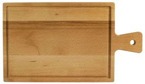 Tocator de lemn, cu maner, Cesiro, 400x230x15 mm, Maro natur