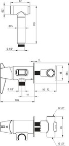 Temisto Baterie pentru bideu, îngropat, cu duș de mână tip bidetta BQT_034M