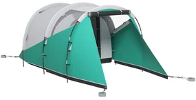 Outsunny Cort de Camping Impermeabil pentru 2-4 Persoane cu Cameră Separată, Cort Tunel cu Geantă de Transport, 460x260x190 cm, Verde | Aosom Romania