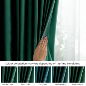 Draperie verde-închis dimout (semi-opacă) din catifea 140x245 cm Eyelets – Restilo