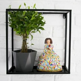 Poliță de perete neagră 35x35 cm