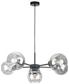 Lustră pe cablu KALIOPE 6xE27/60W/230V negru/transparent