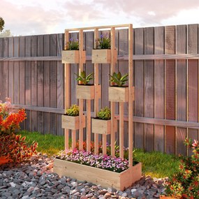 Outsunny Pat înălțat cu spalier, jardiniere din lemn, ghiveci 90 x 45 x 170 cm | Aosom Romania