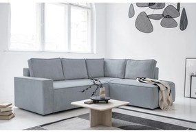 Colțar gri deschis extensibil cu tapițerie din catifea reiată (cu colț pe partea dreaptă) Brave Dave – Miuform