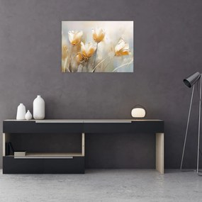 Tablou pe sticlă - Pictura de lalele (70x50 cm)