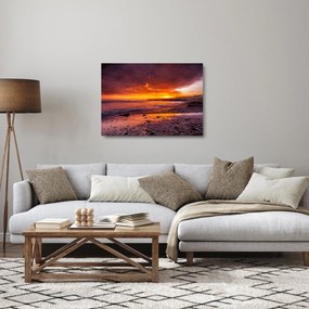 Tablou pe sticlă cu apus de soare la mare (70x50 cm)