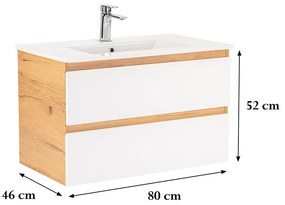 Dulap inferior Vario Forte 80 cu lavoar stejar-alb
