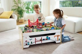 Masă de joacă Hape cu spațiu de depozitare și caleferată