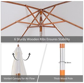 Outsunny Umbrelă de Grădină cu Mecanism de Înclinare, Design Clasic, 2x1.5m, Bej | Aosom Romania