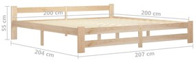 Cadru de pat, 200 x 200 cm, lemn masiv de pin Maro deschis, 200 x 200 cm